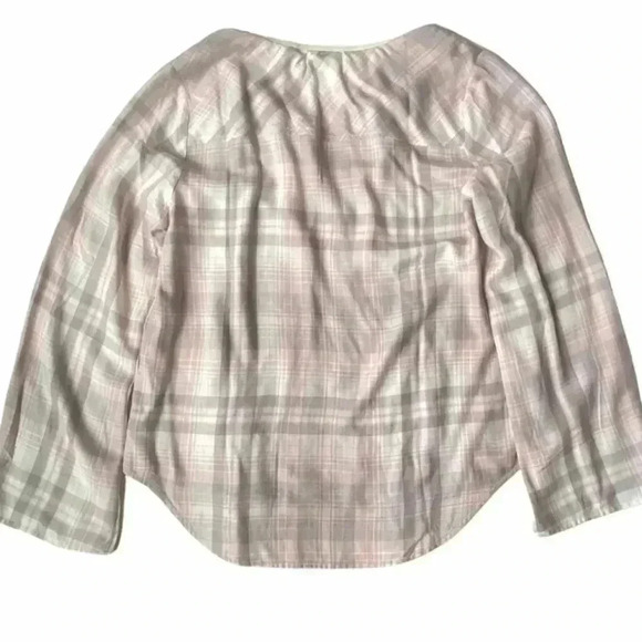 Cloth & Stone Pink Gray White Plaid Popover SOFT Size Small - Picture 2 of 9